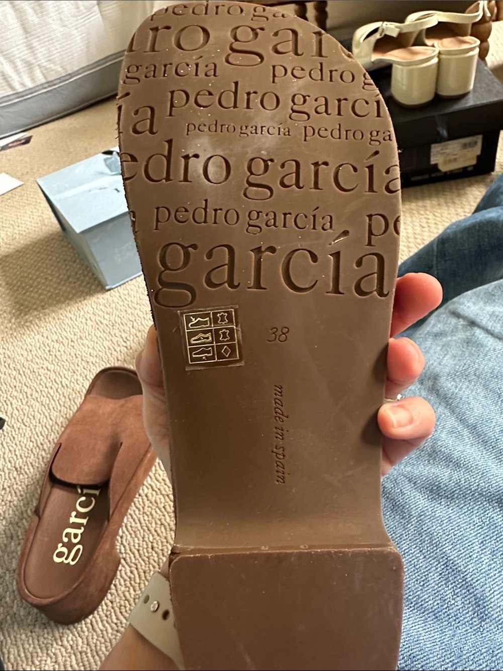 Pedro Garcia Rust Brown Suede Platform Slide Mules - Picture 4 of 5